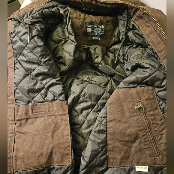 NWOT: Carhartt Men's J130 Dark Brown Loose Fit Insulated Duck Jacket, Size Large - Picture 4 of 8